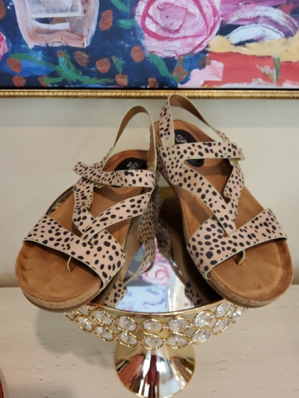 Sofft Euro Soft Gianetta Leopard-Spot Beige Strappy Slingback Comfort Sandals